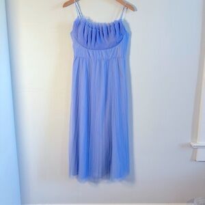 Venacular Blue Tulle Formal Midi Dress